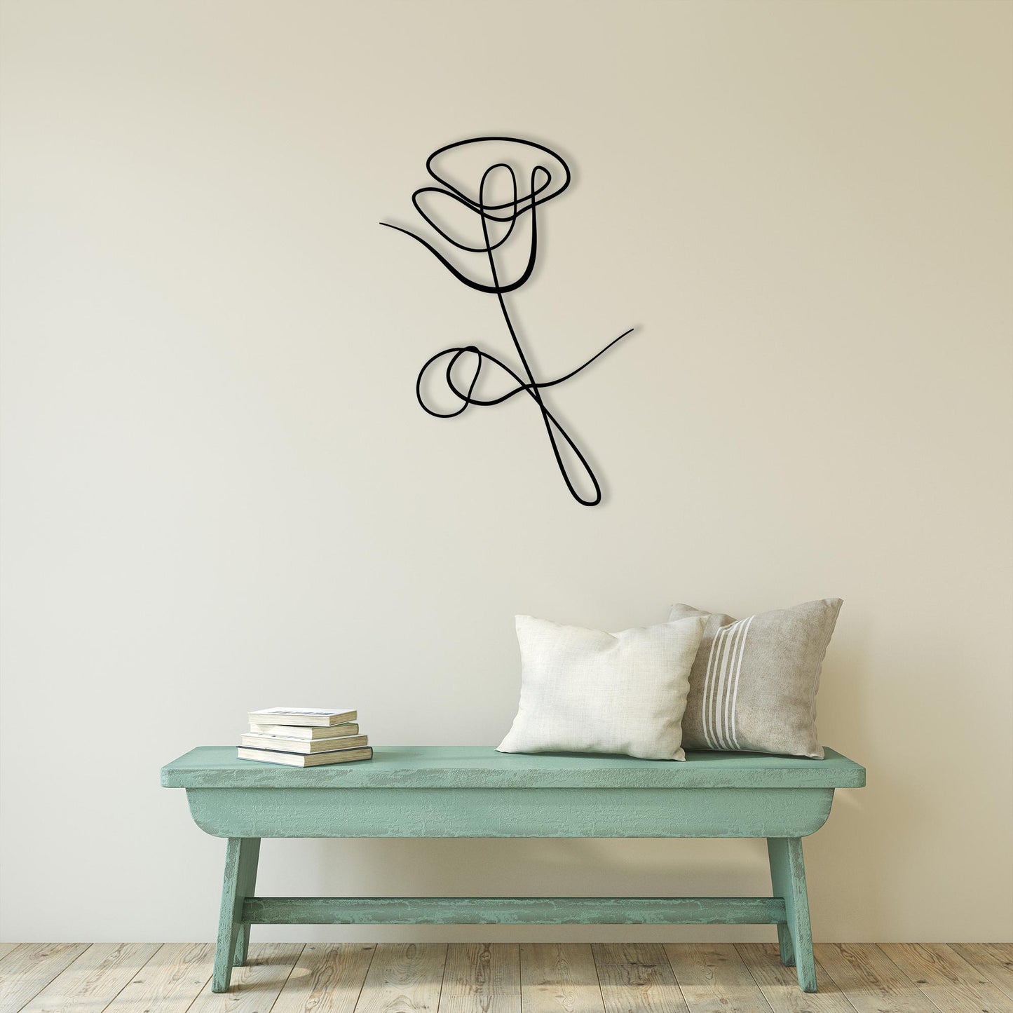 Minimalist Rose Metal Wall Art, Modern Boho Home Decor | Wallsignature