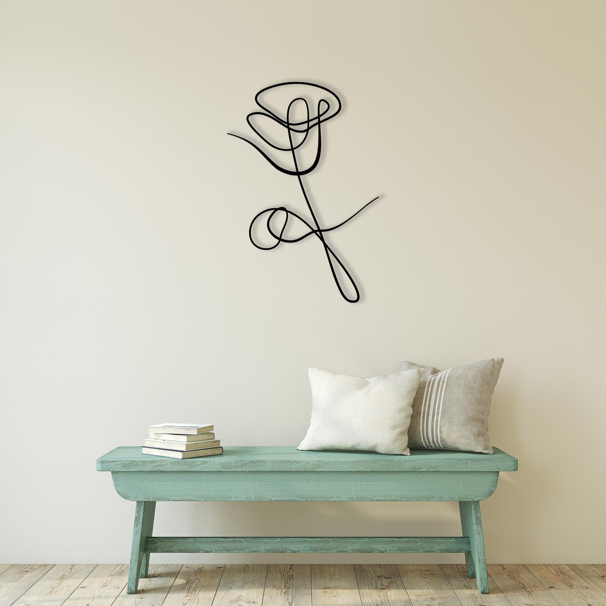 Minimalist Rose Metal Wall Art, Modern Boho Home Decor | Wallsignature