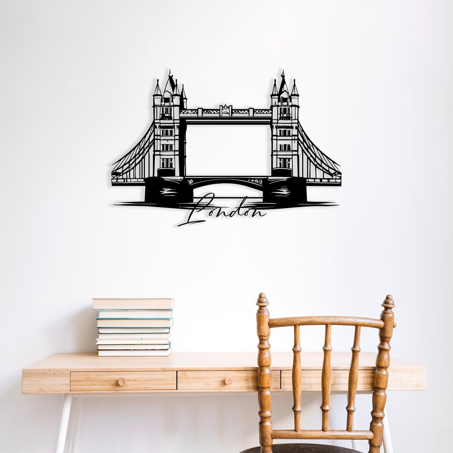 Tower Bridge Metal Wall Art in a modern hallway