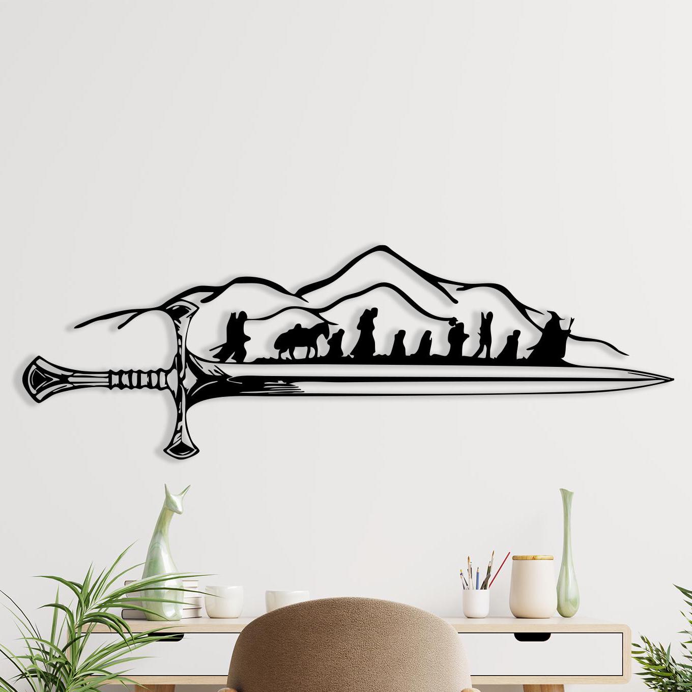 Epic Sword Metal Wall Art, Fantasy Adventurer Silhouette, Gamer Room Decor, Unique Birthday Gift | Wallsignature