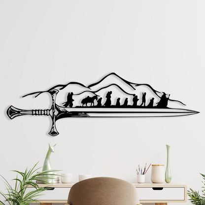 Fantasy Sword Metal Wall Art close-up of the powder-coated finish