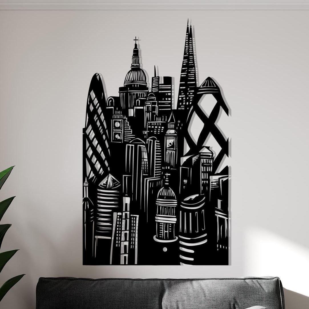 London Skyline Metal Wall Art, Modern Cityscape Decor, Unique Birthday Gift | Wallsignature