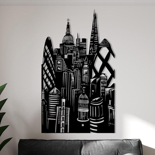 London Skyline Metal Wall Art, Modern Cityscape Decor, Unique Birthday Gift | Wallsignature