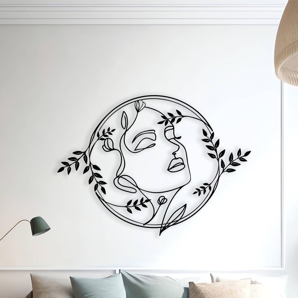 Abstract Face Metal Wall Art – laser-cut steel wall decor