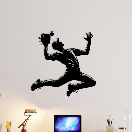 Baseball Player Metal Wall Art – laser-cut steel wall decor