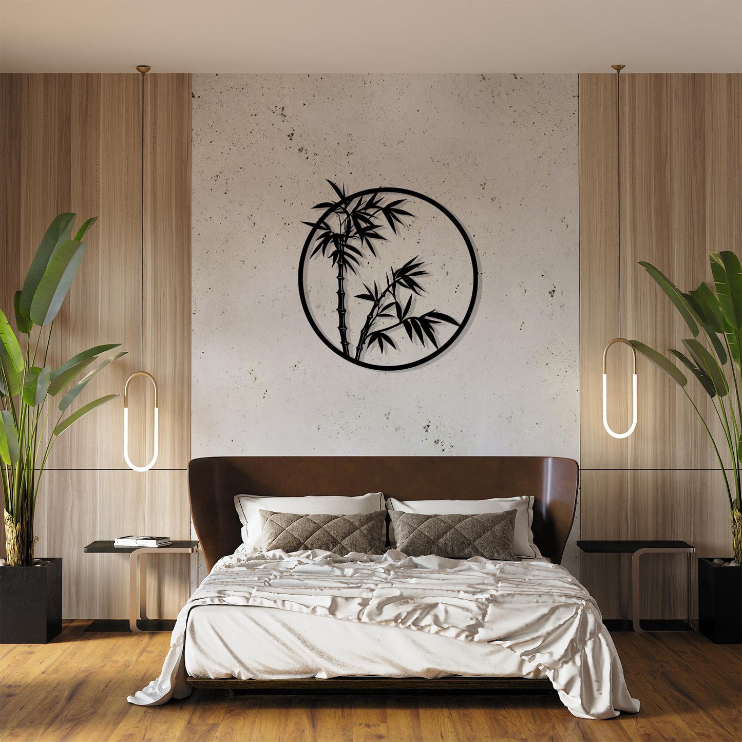 Bamboo Circle Metal Wall Art, Modern Home Decor for Living Room, Unique Birthday Gift