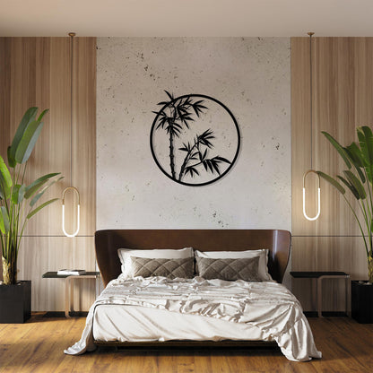 Bamboo Circle Metal Wall Art colour options for the metal panel