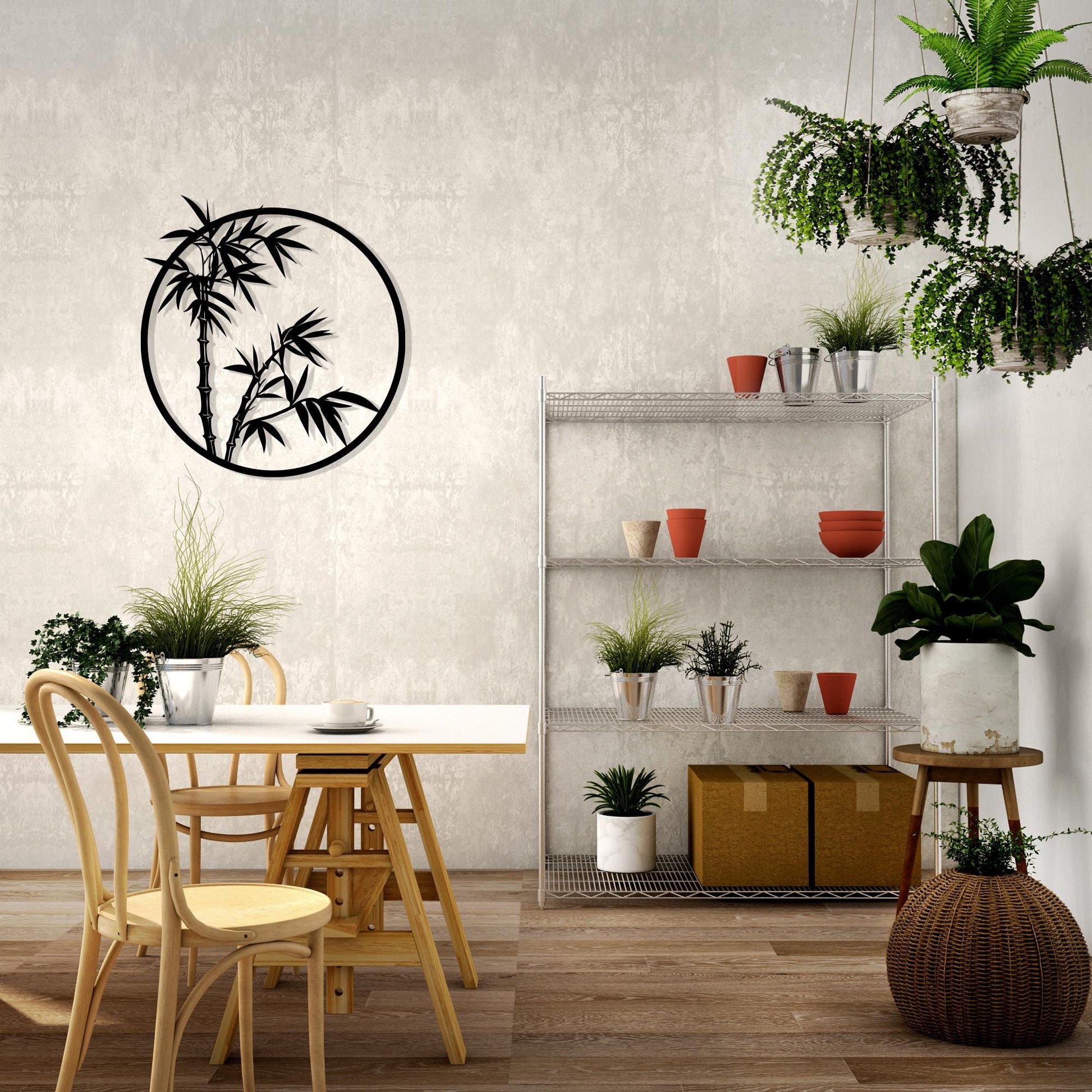 Bamboo Circle Metal Wall Art bedroom interior styling