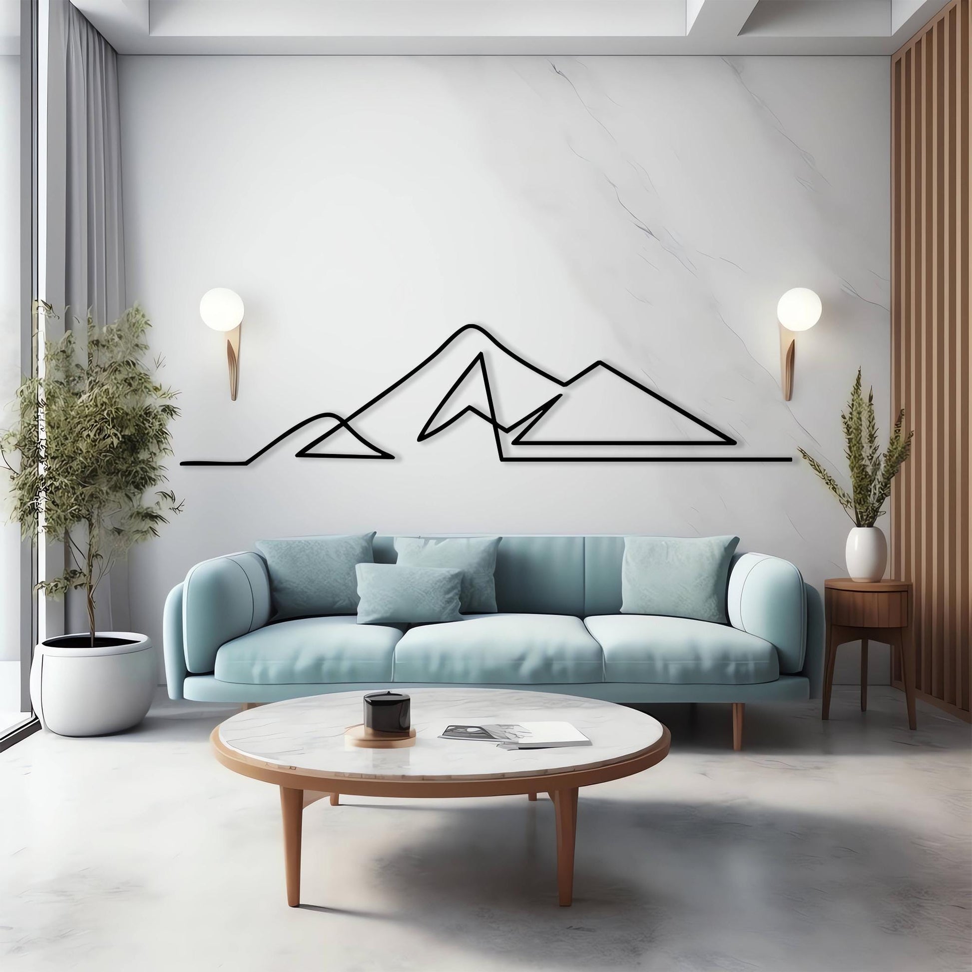 Minimalist Mountain Metal Wall Art, Geometric Nature Silhouette, Unique Birthday Gift | Wallsignature
