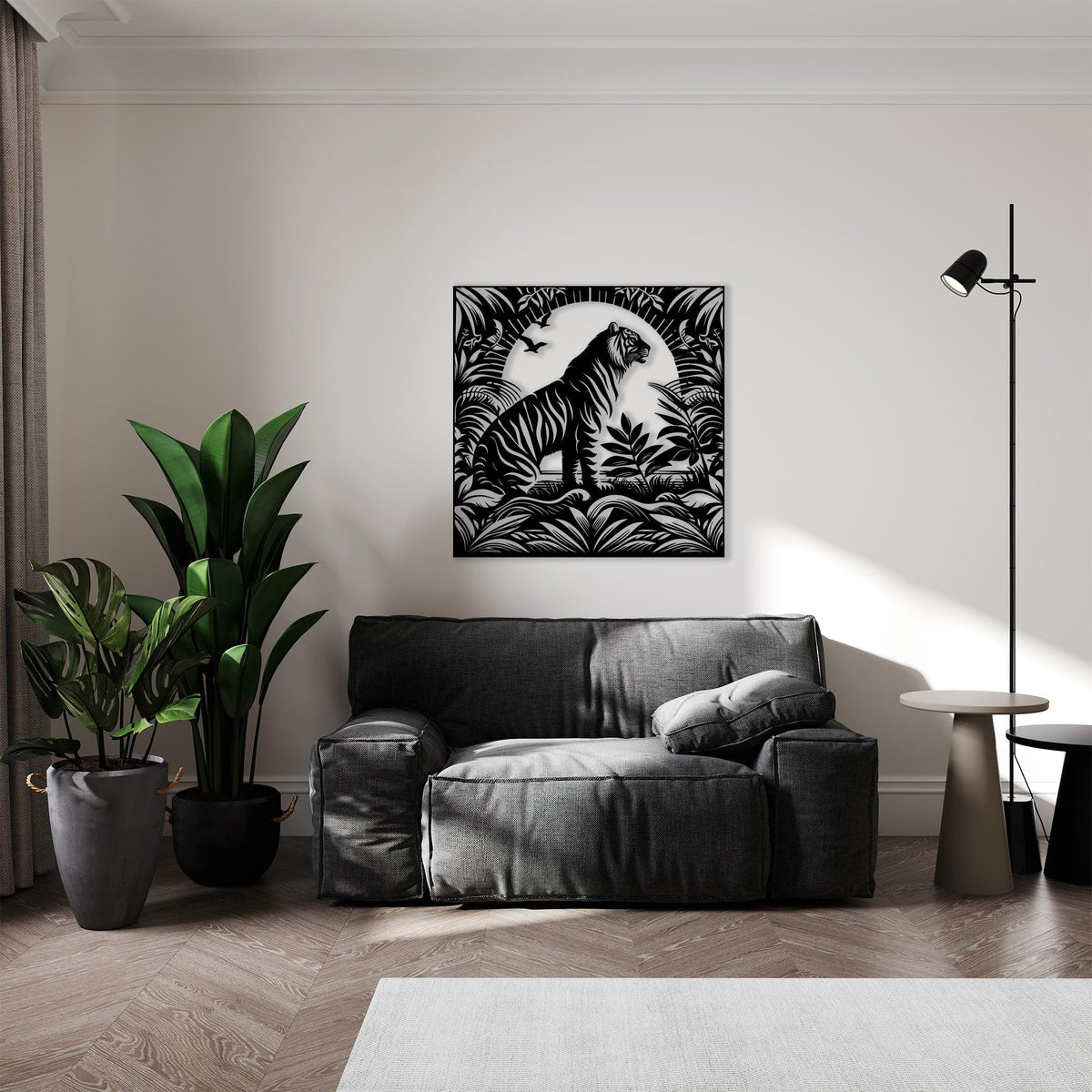 Tiger Metal Wall Art hanging hardware and mounting detail