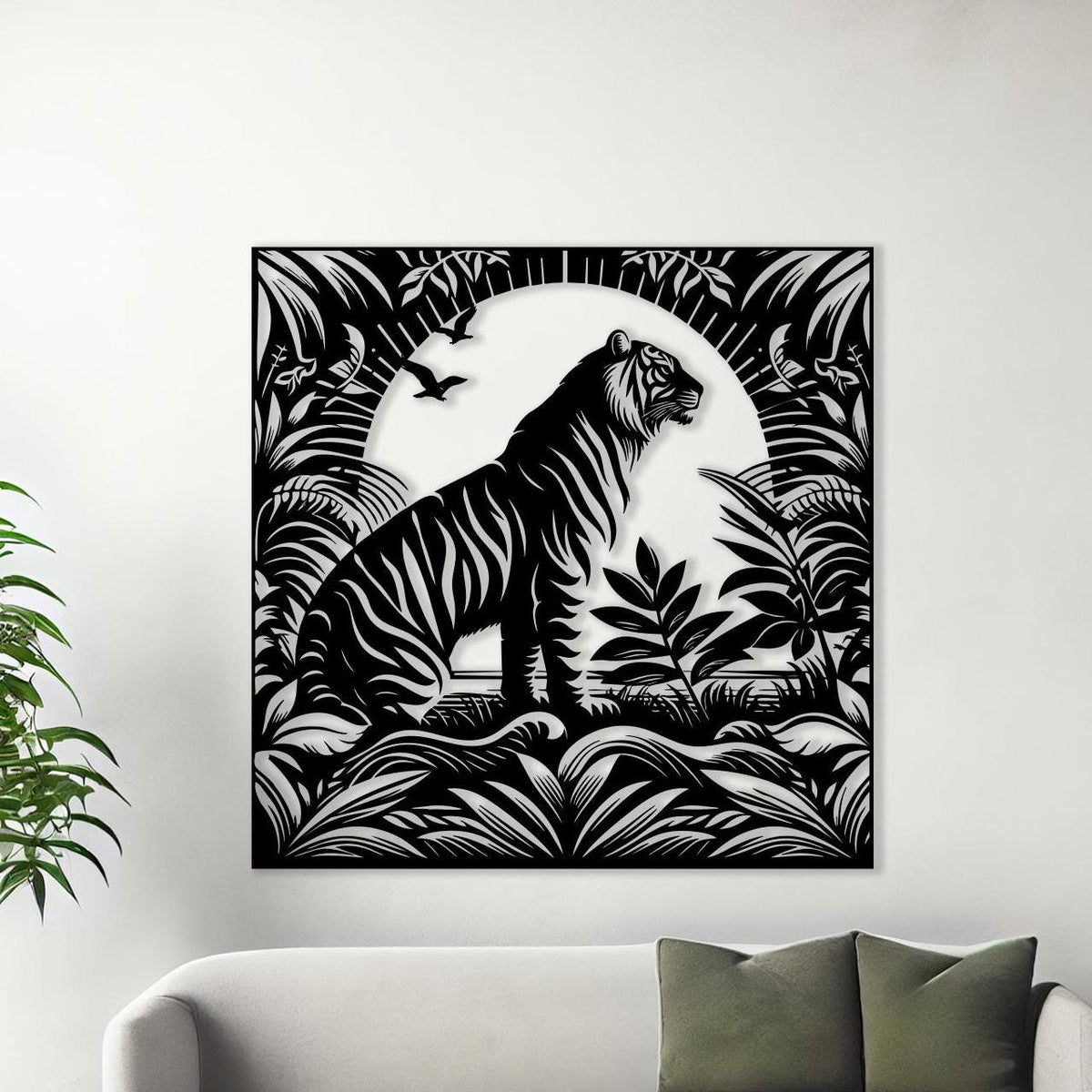 Tiger Metal Wall Art – laser-cut steel wall decor