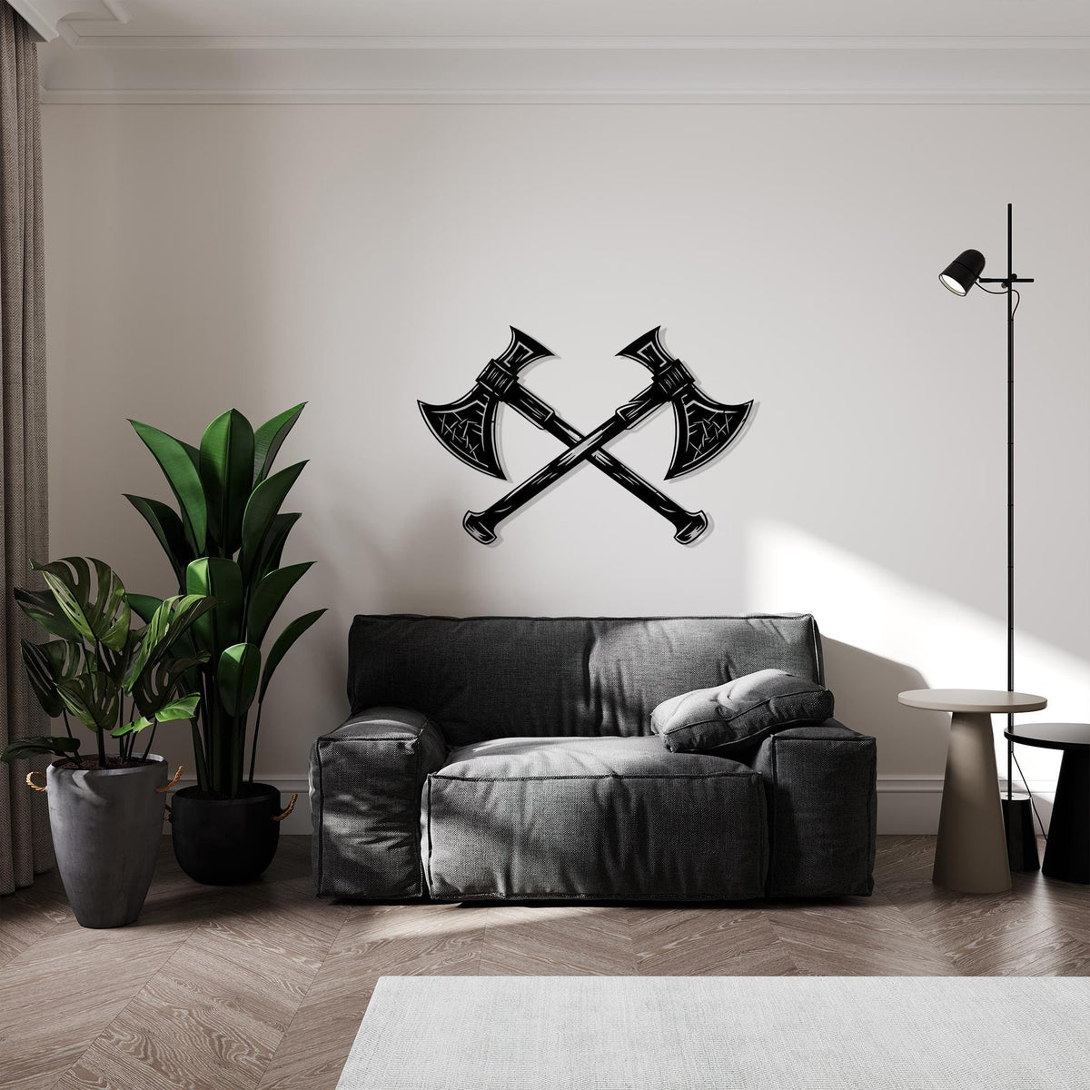Viking Axe Metal Wall Art hanging hardware and mounting detail