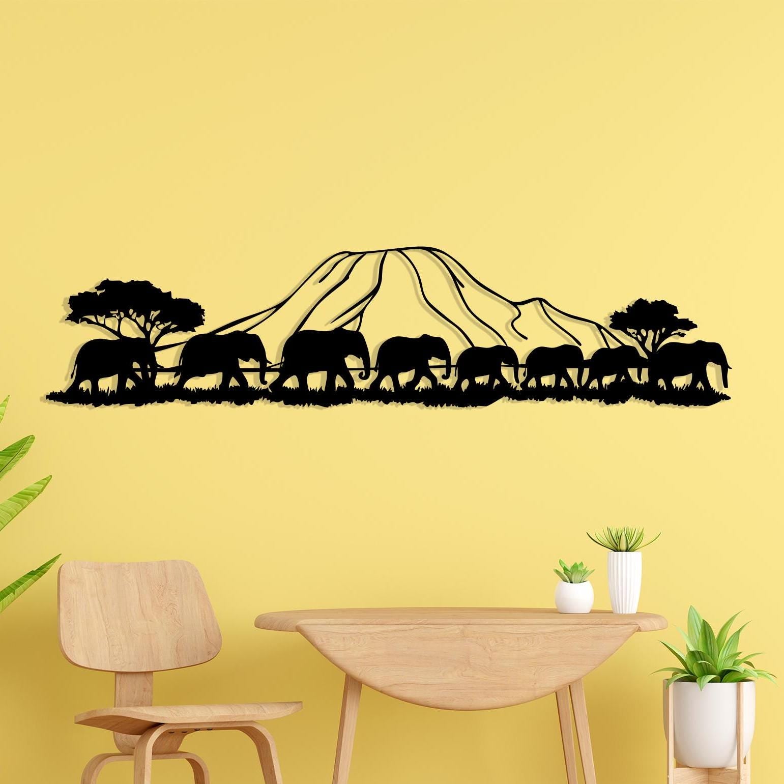 Elephant & Kilimanjaro Metal Wall Art – Safari Nursery Decor | Wallsignature