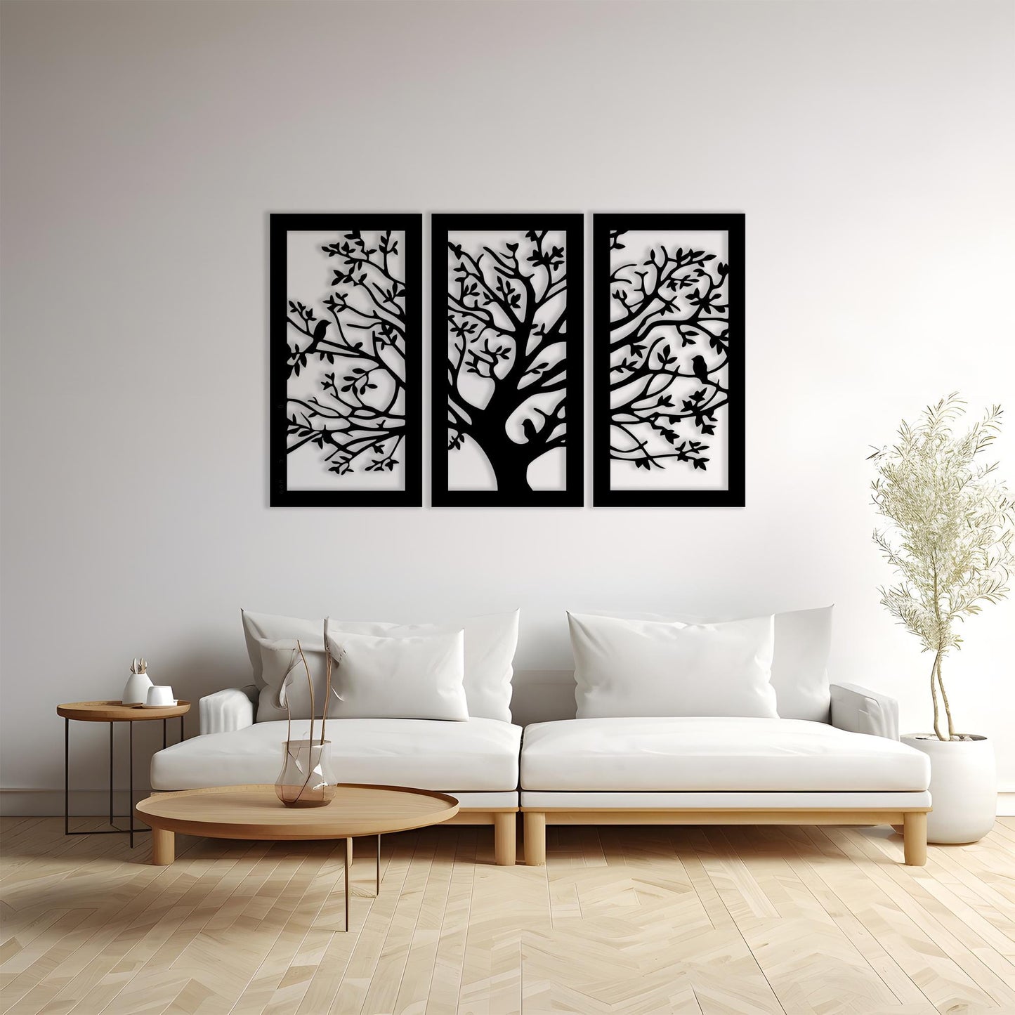 Tree of Life Metal Wall Art 3 Panel Set bedroom interior styling