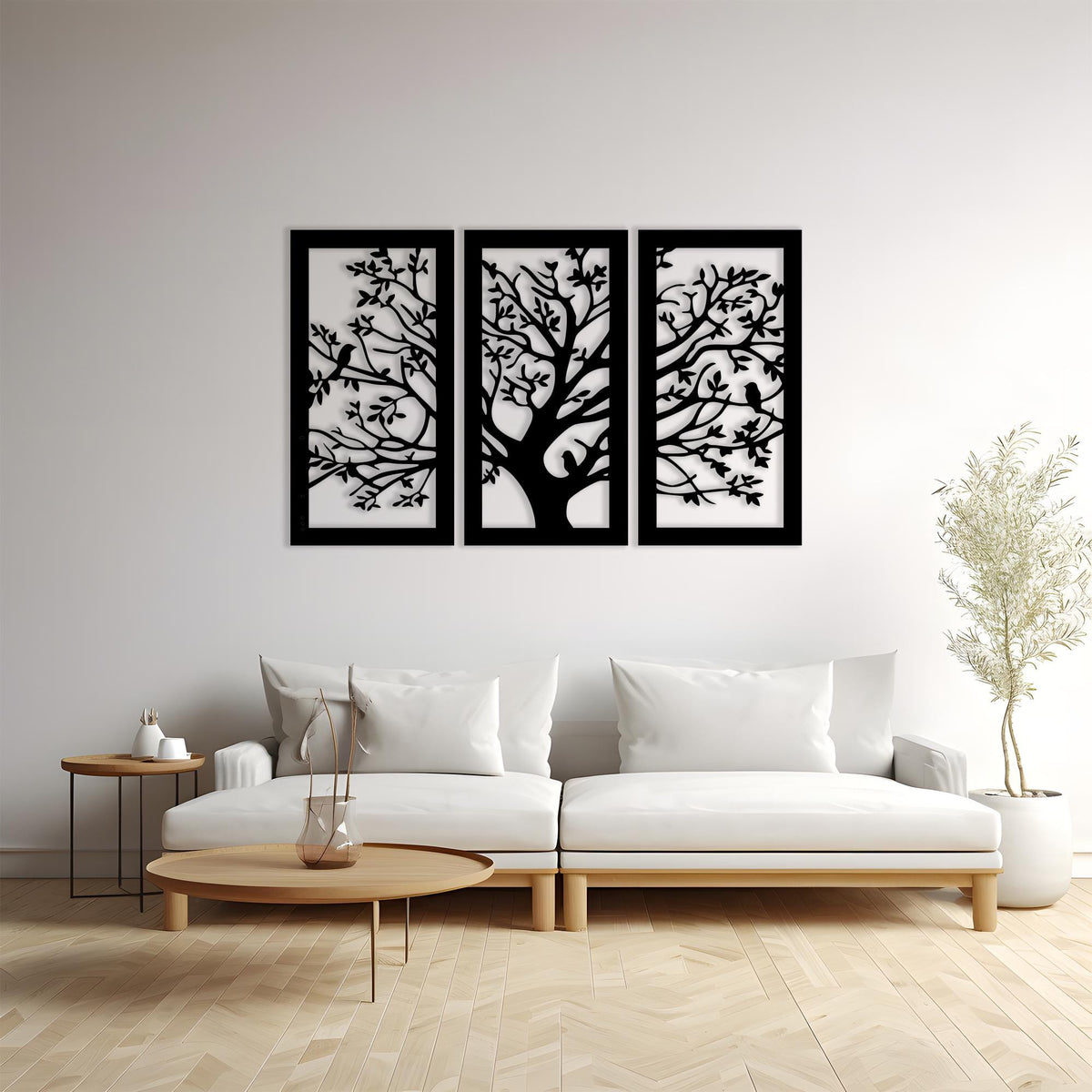Tree of Life Metal Wall Art 3 Panel Set bedroom interior styling