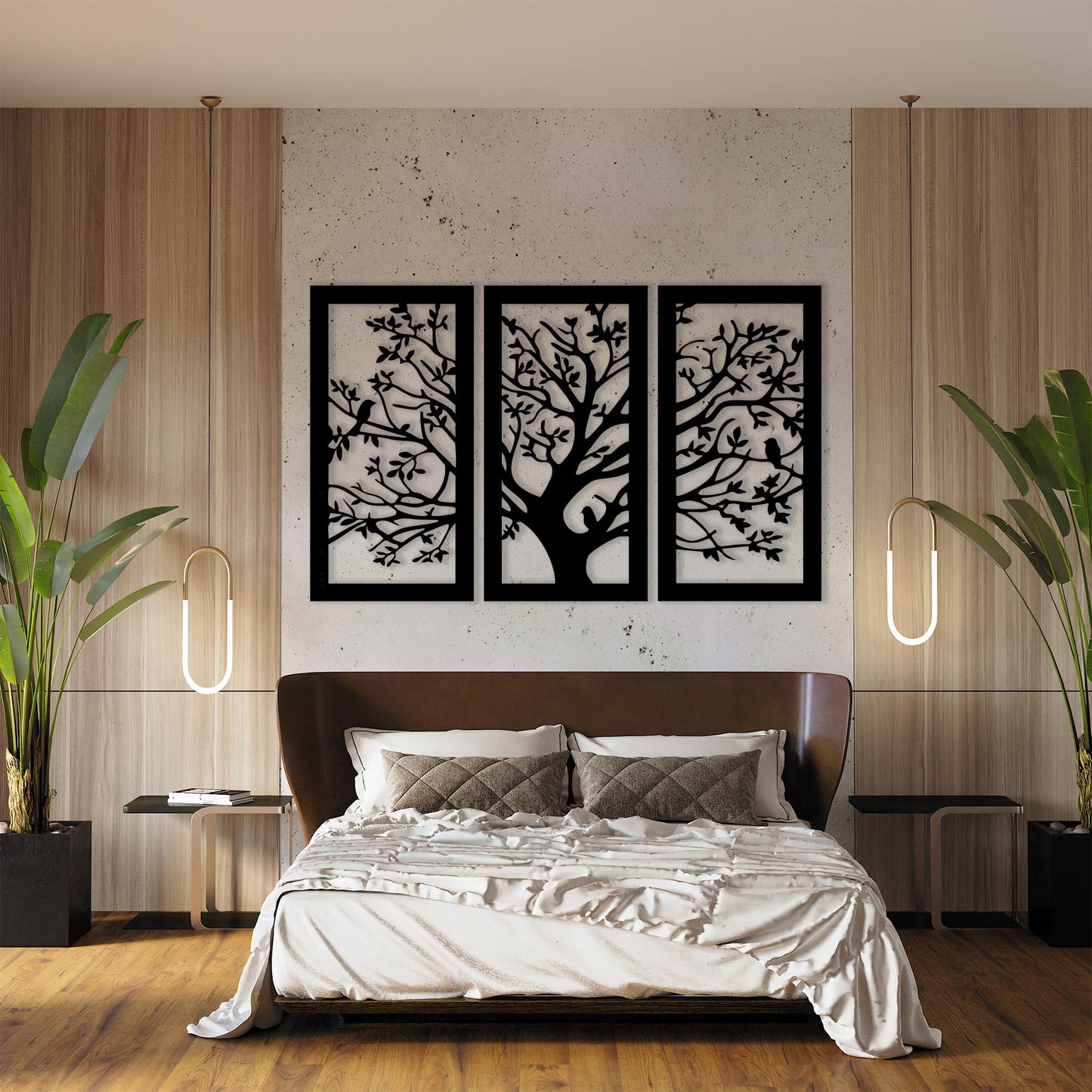 Tree of Life Metal Wall Art 3 Panel Set, Modern Gift for Living Room | Wallsignature