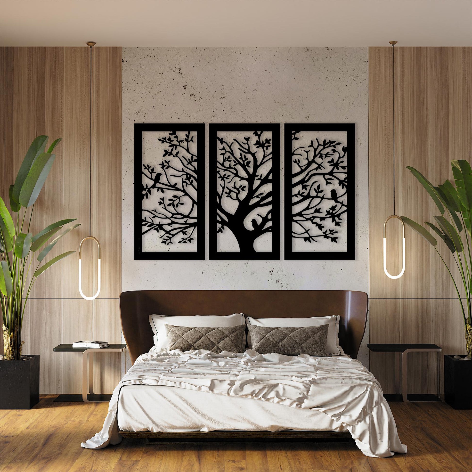 Tree of Life Metal Wall Art 3 Panel Set, Modern Gift for Living Room | Wallsignature