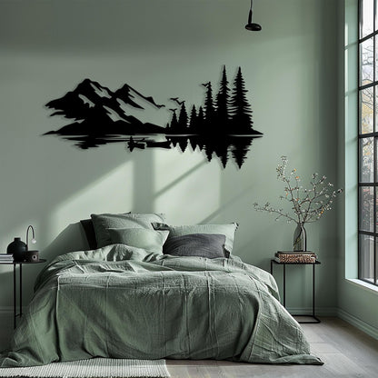 Mountain Lake Canoe Metal Wall Art colour options for the metal panel