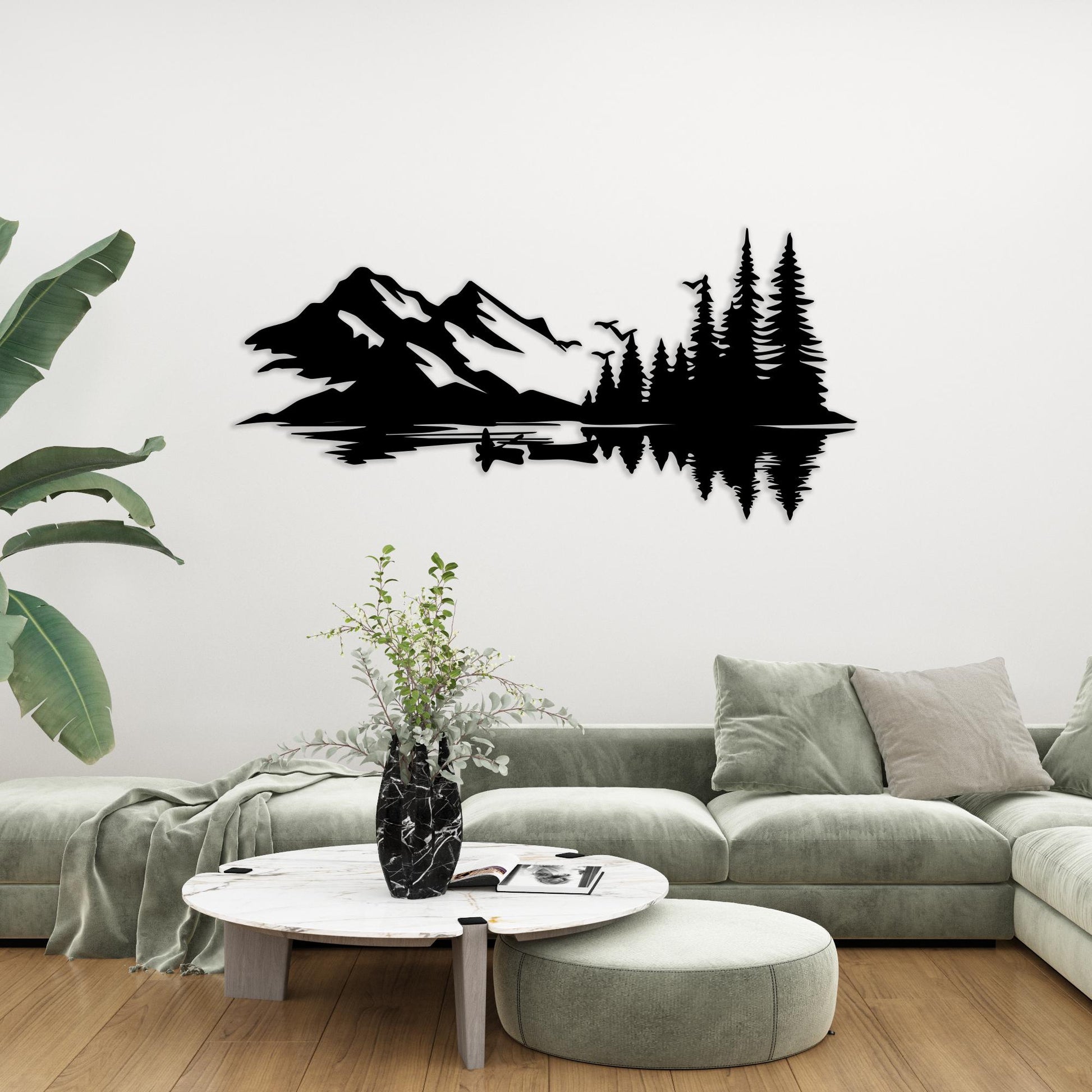 Mountain Lake Canoe Metal Wall Art, Cabin Decor Landscape, Unique Birthday Gift | Wallsignature