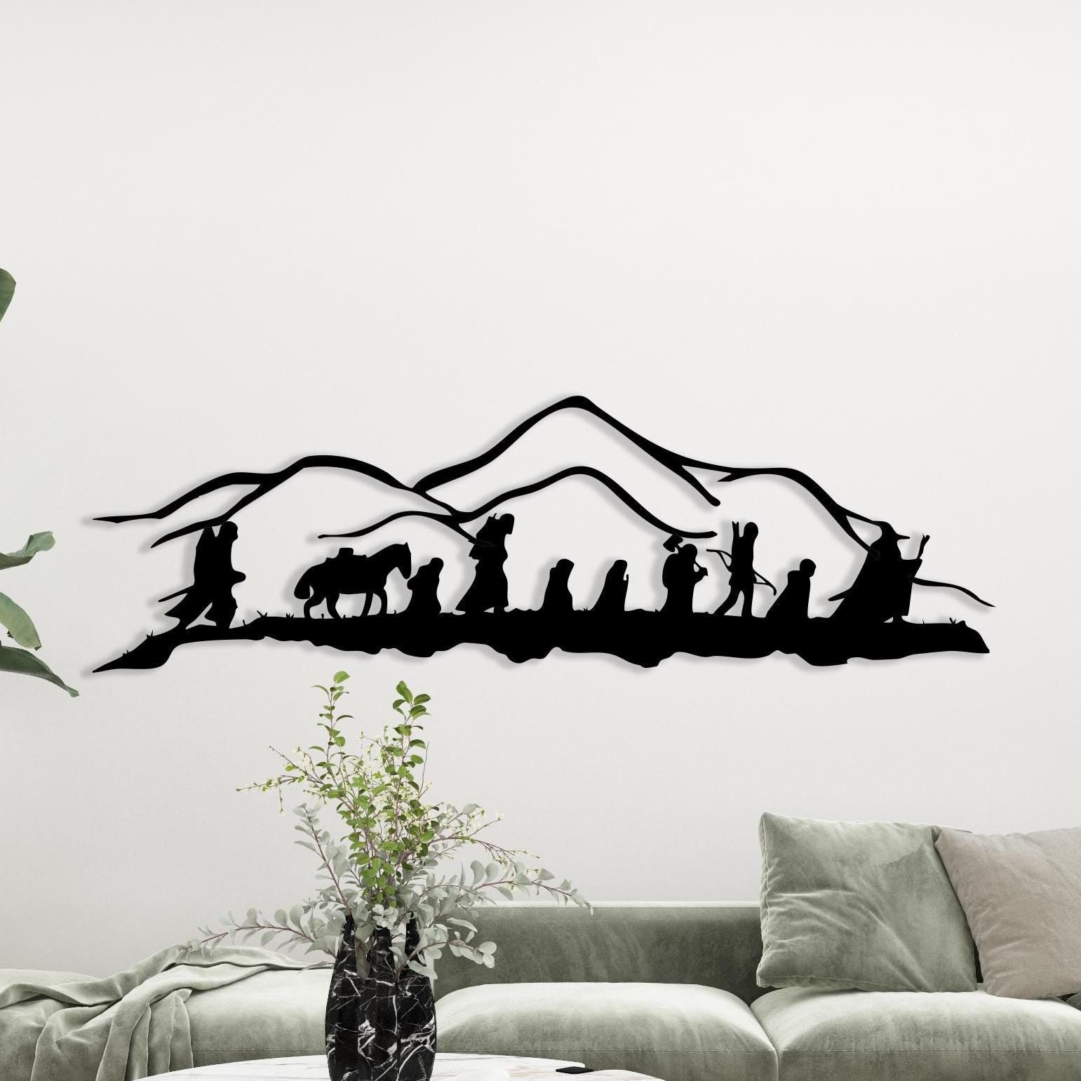 Fellowship of the Journey Metal Wall Art | Fantasy Line Art Silhouette Decor | Wallsignature