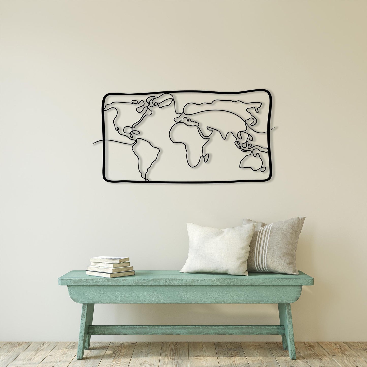 Modern Metal World Map Wall Art, Minimalist Travel Decor | Wallsignature