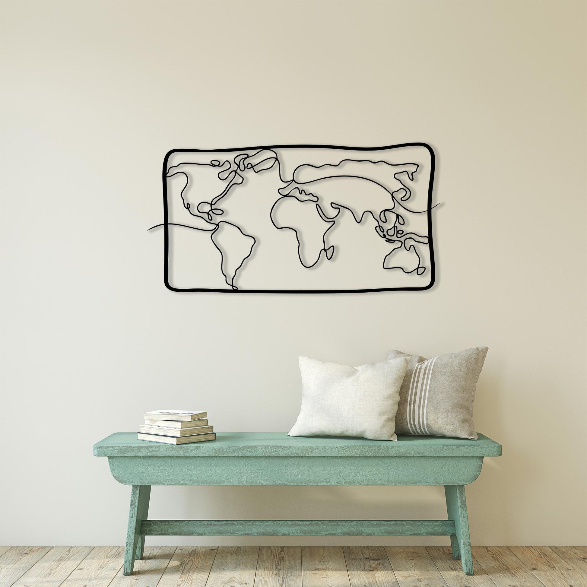 Modern Metal World Map Wall Art, Minimalist Travel Decor | Wallsignature