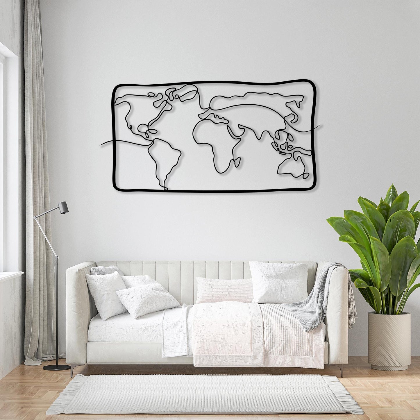 Modern Metal World Map Wall Art colour options for the metal panel