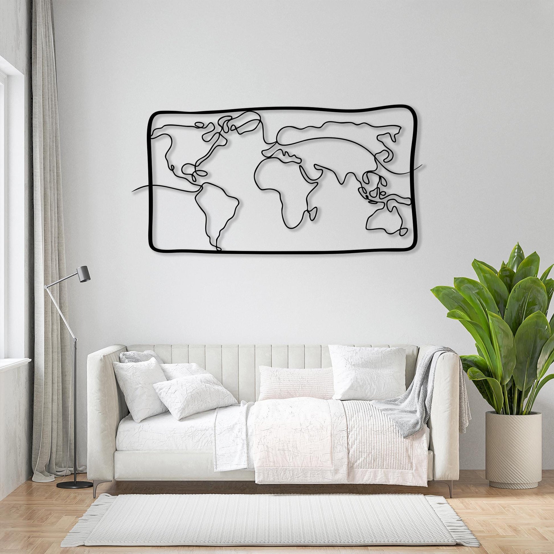 Modern Metal World Map Wall Art colour options for the metal panel