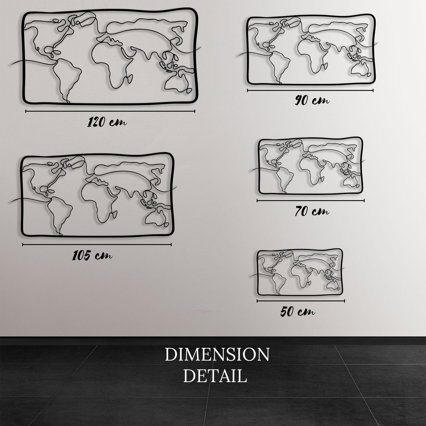 Modern Metal World Map Wall Art, Minimalist Travel Decor | Wallsignature