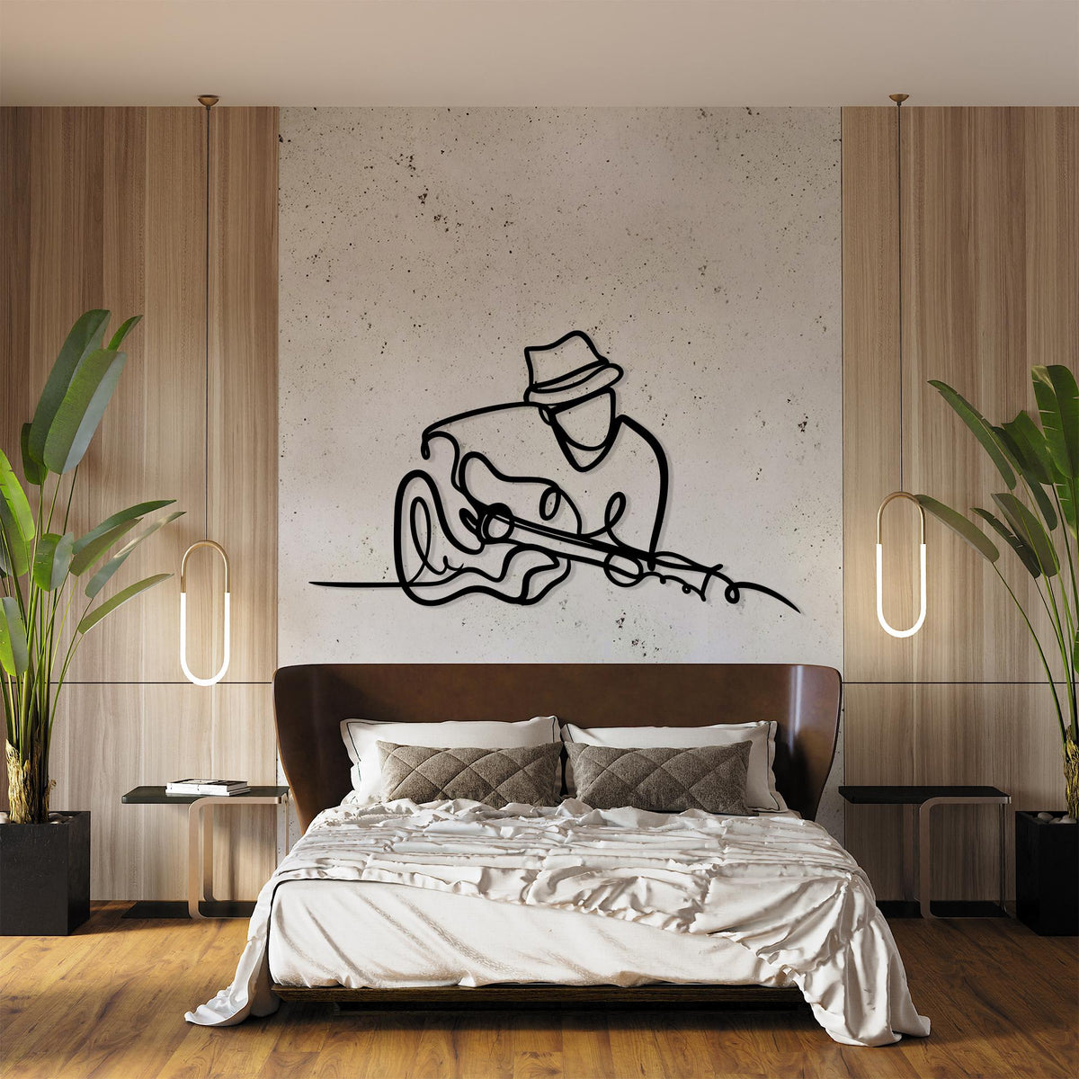 Guitarist Metal Wall Art hanging hardware and mounting detail