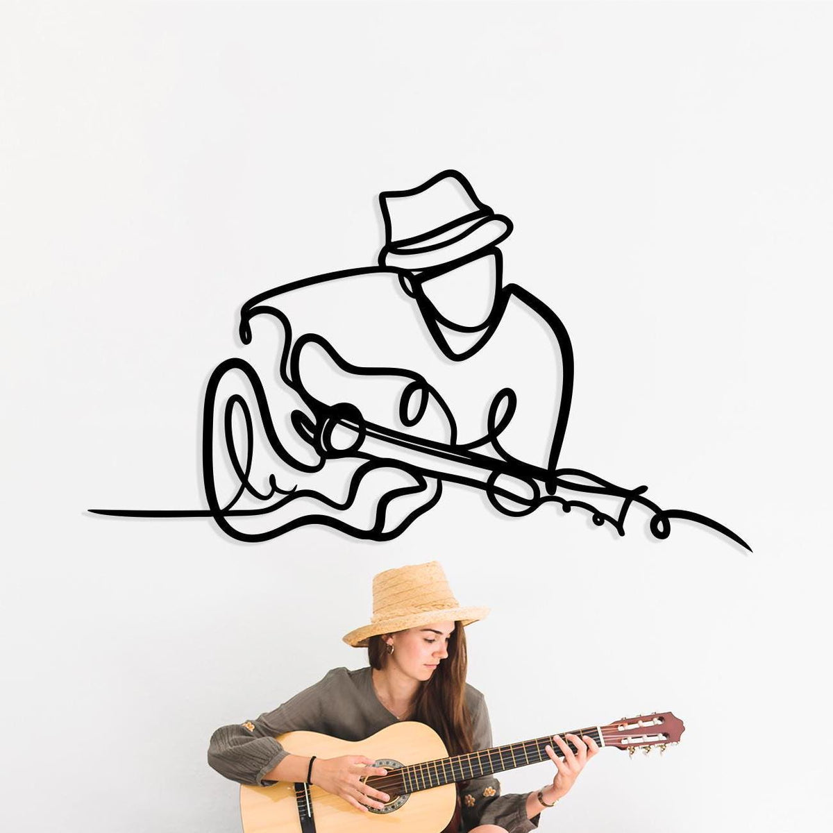 Guitarist Metal Wall Art – laser-cut steel wall decor