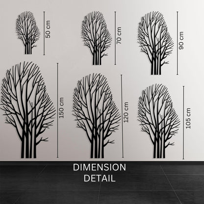 Tree Minimalist Metal Wall Art close-up of the powder-coated finish