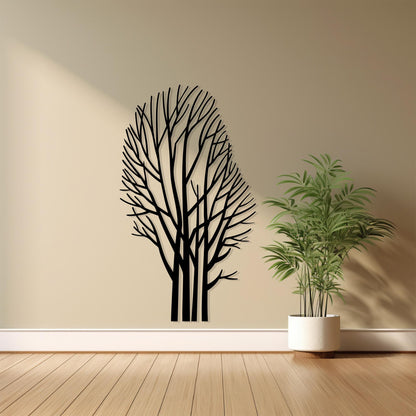 Tree Minimalist Metal Wall Art in a modern hallway