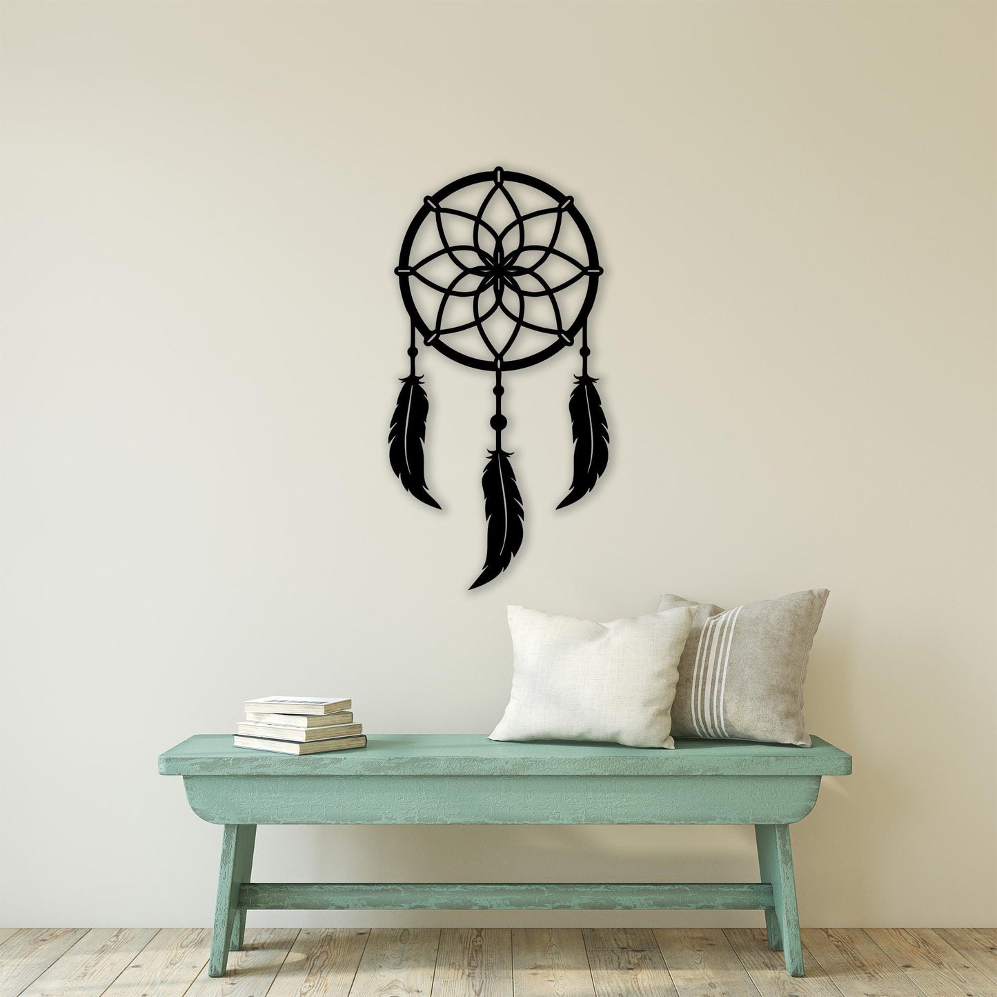 Dreamcatcher Black Metal Wall Art, Boho Feather Decor for Bedrooms, Unique Birthday Gifts | Wallsignature