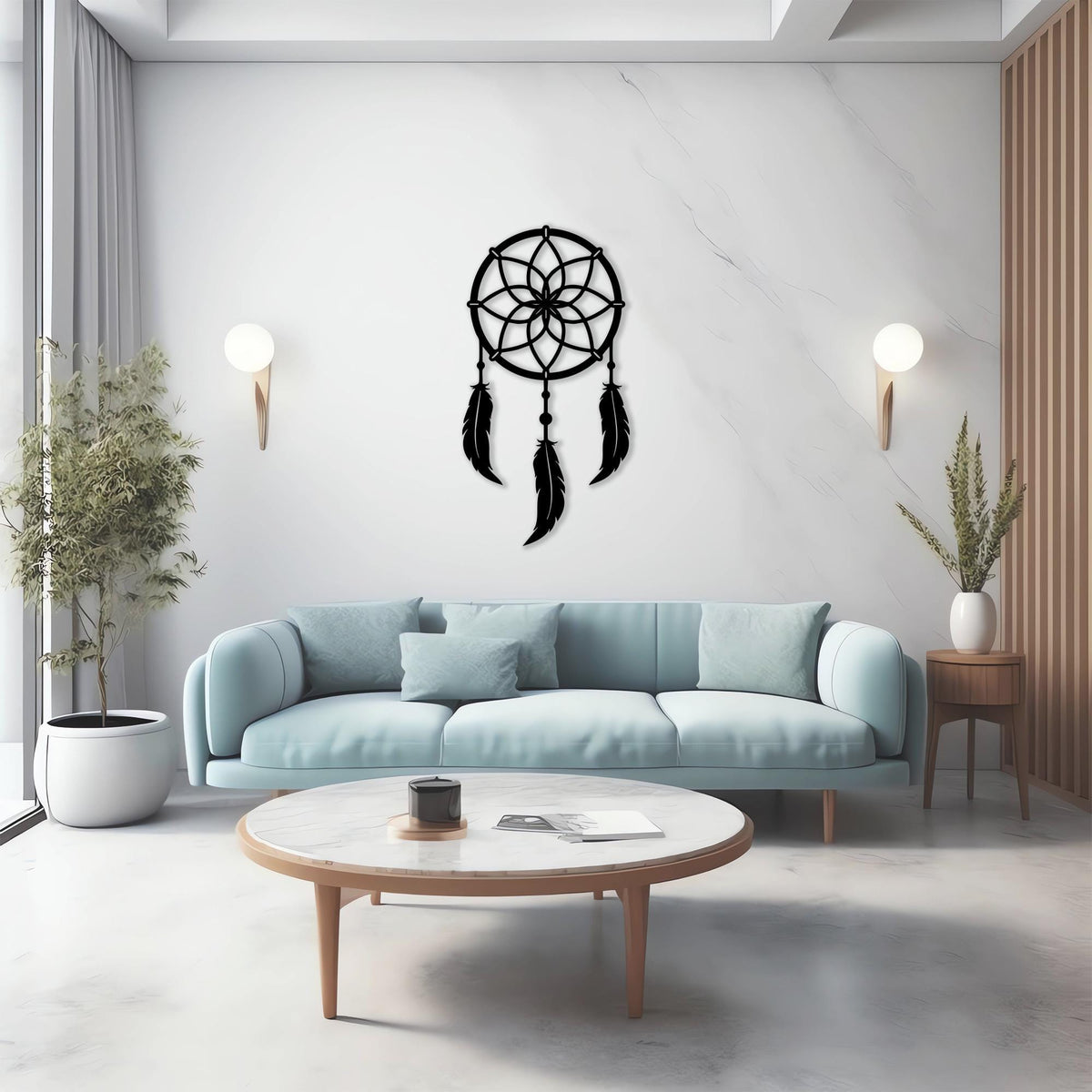 Dreamcatcher Black Metal Wall Art hanging hardware and mounting detail