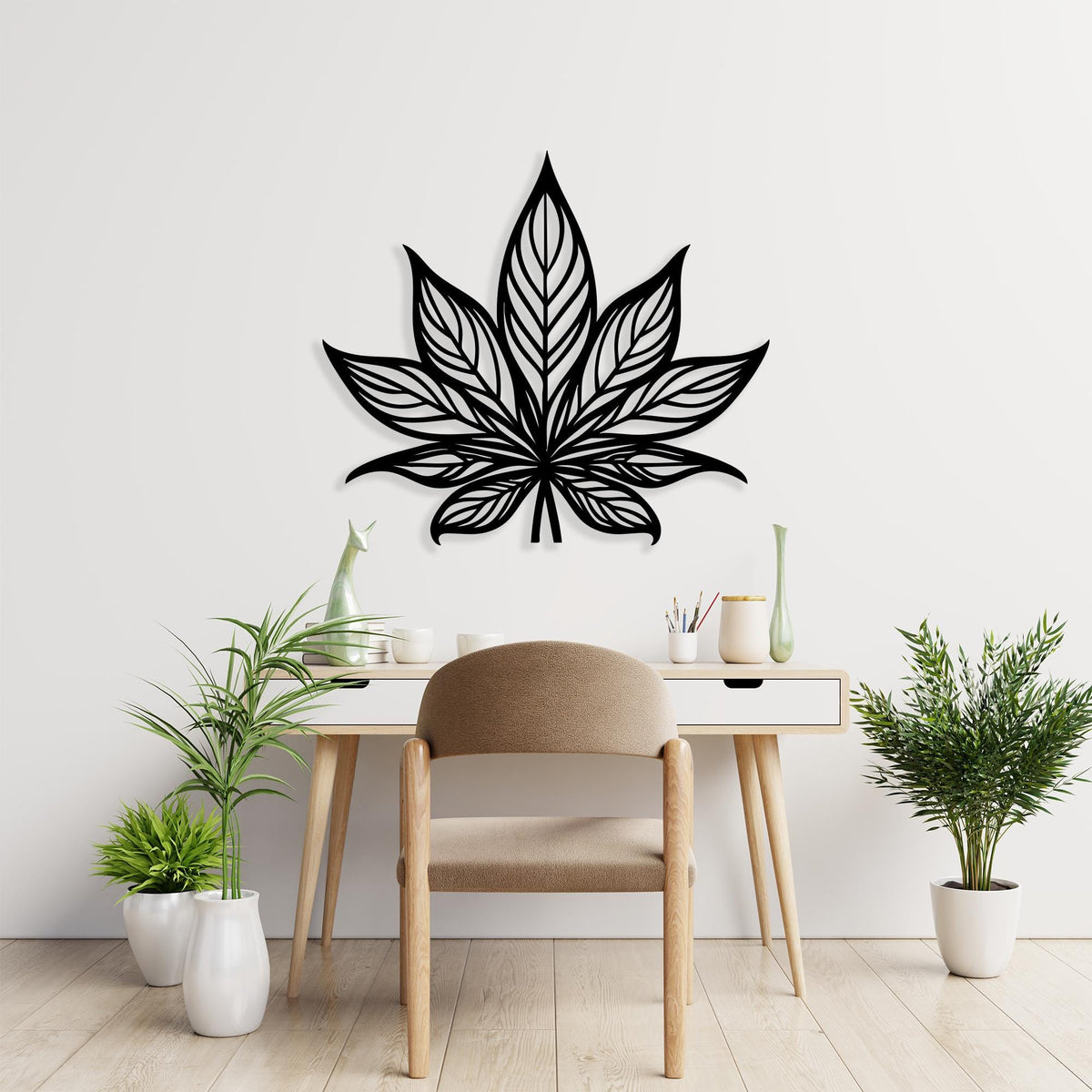 Lotus Flower Metal Wall Art in a modern hallway