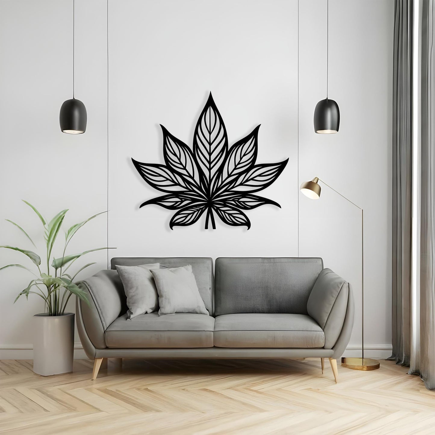 Lotus Flower Metal Wall Art hanging hardware and mounting detail