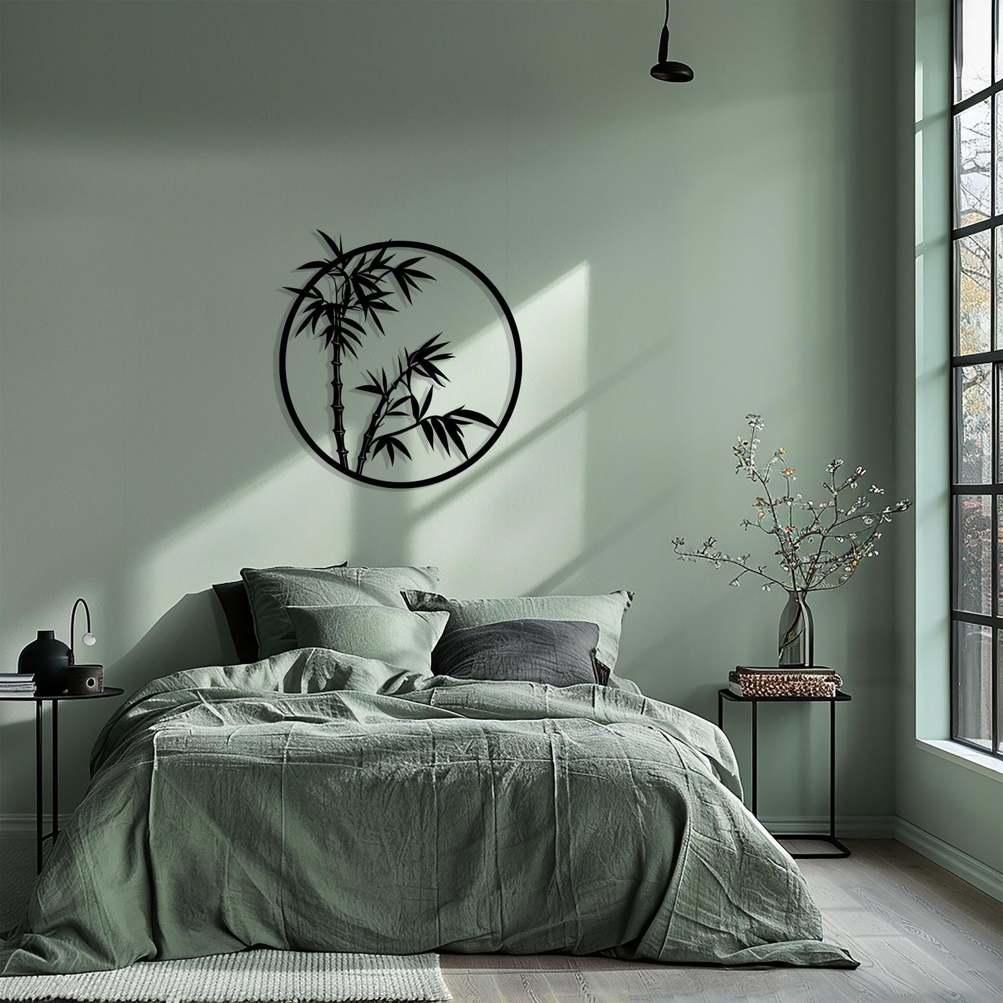 Bamboo Circle Metal Wall Art, Modern Home Decor for Living Room, Unique Birthday Gift
