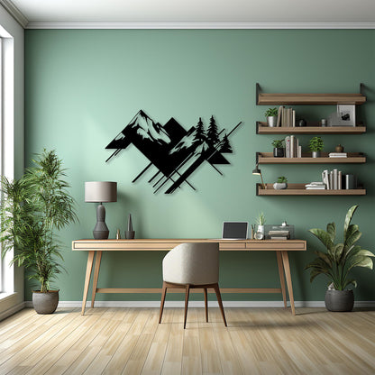 Geometric Mountain Metal Wall Art bedroom interior styling