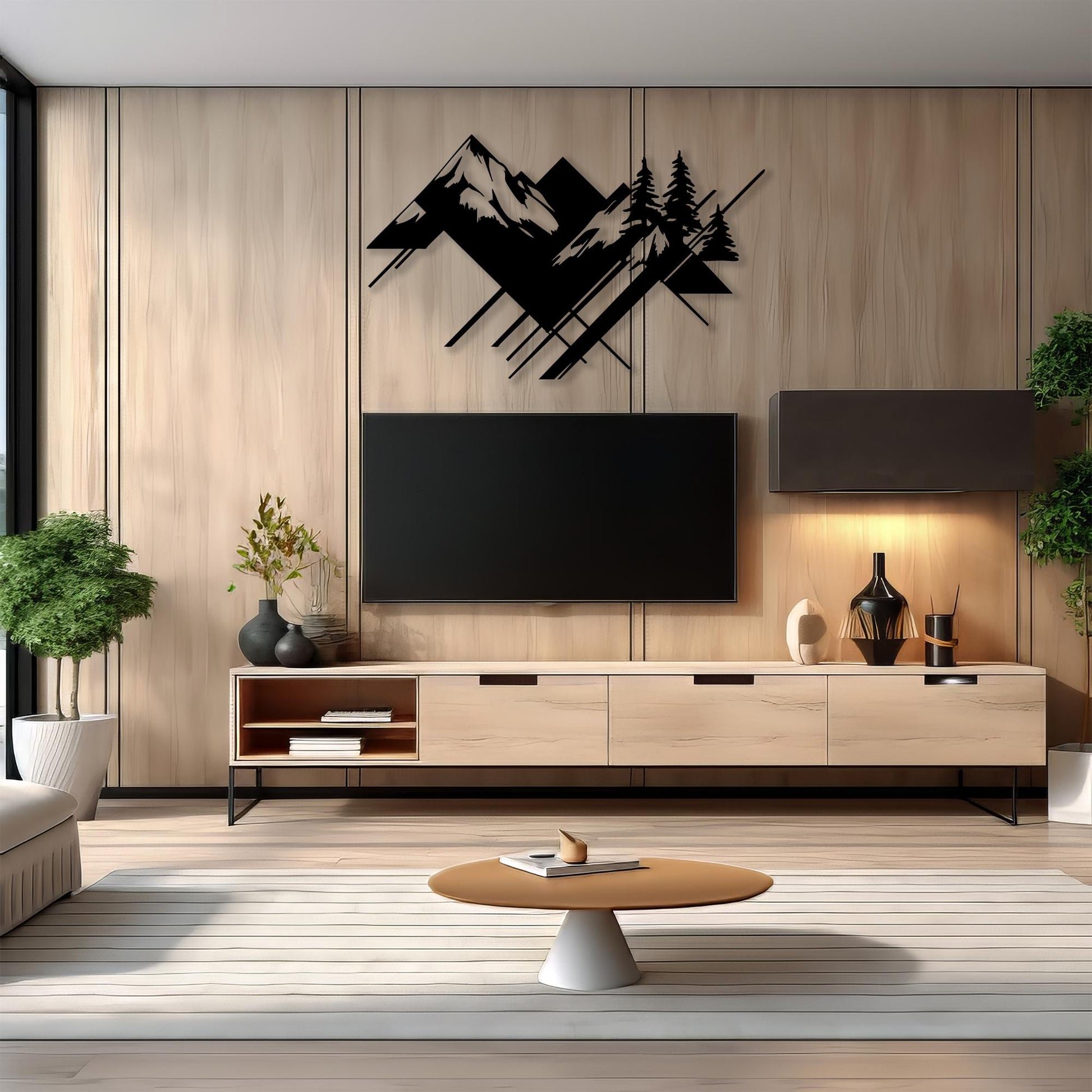 Geometric Mountain Metal Wall Art , Modern Minimalist Home Decor | Wallsignature