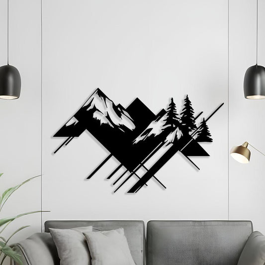 Geometric Mountain Metal Wall Art , Modern Minimalist Home Decor | Wallsignature