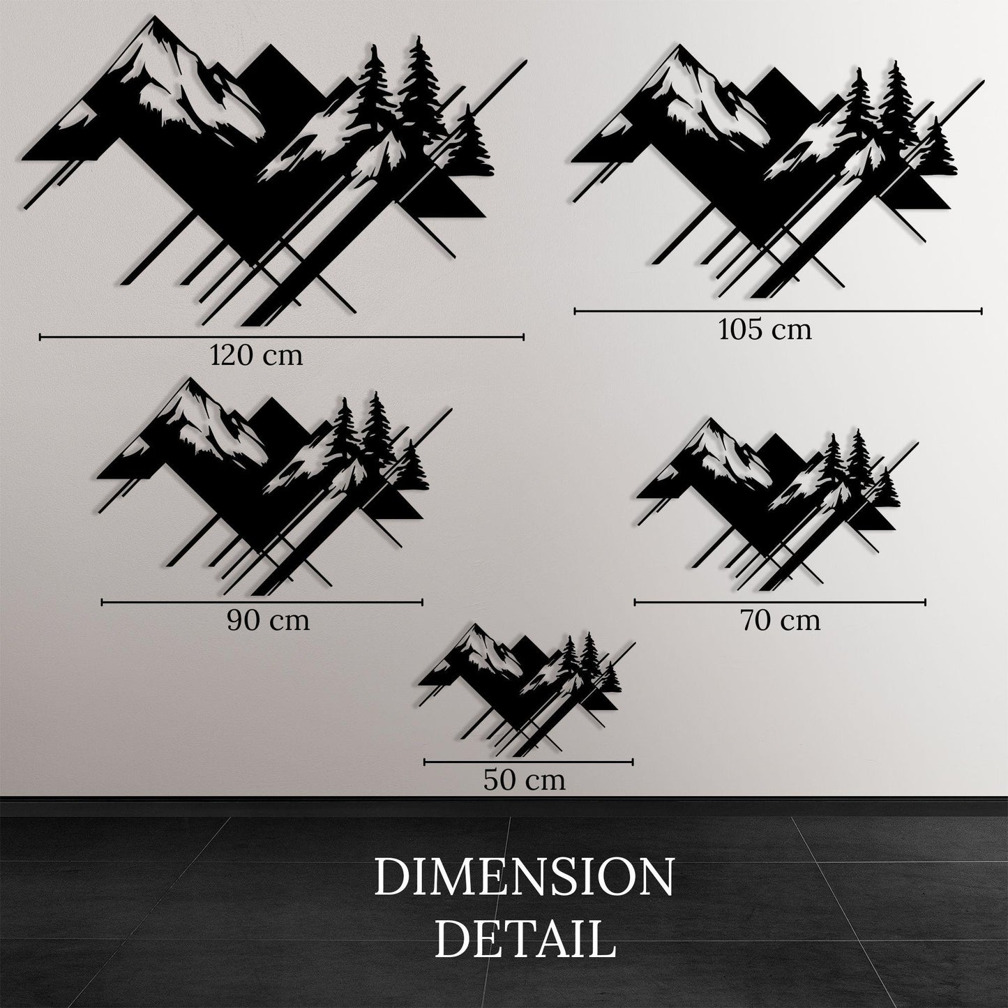 Geometric Mountain Metal Wall Art , Modern Minimalist Home Decor | Wallsignature