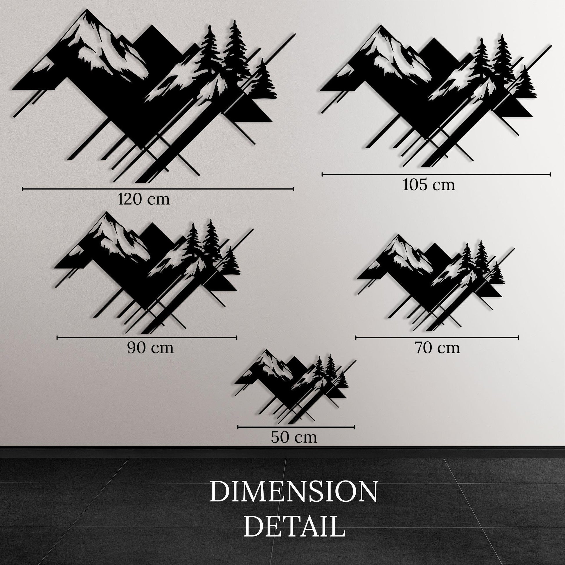 Geometric Mountain Metal Wall Art , Modern Minimalist Home Decor | Wallsignature