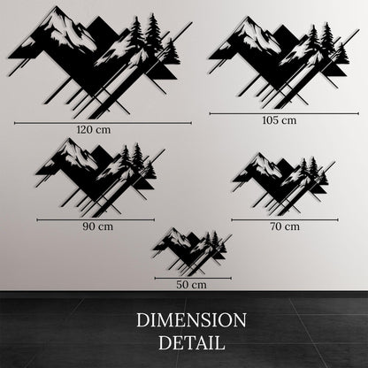 Geometric Mountain Metal Wall Art close-up of the powder-coated finish