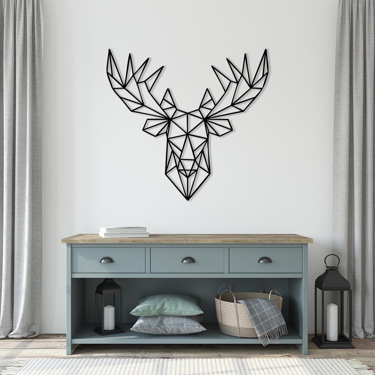 Geometric Moose Head Wall Art – laser-cut steel wall decor