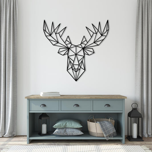 Geometric Moose Head Wall Art – laser-cut steel wall decor