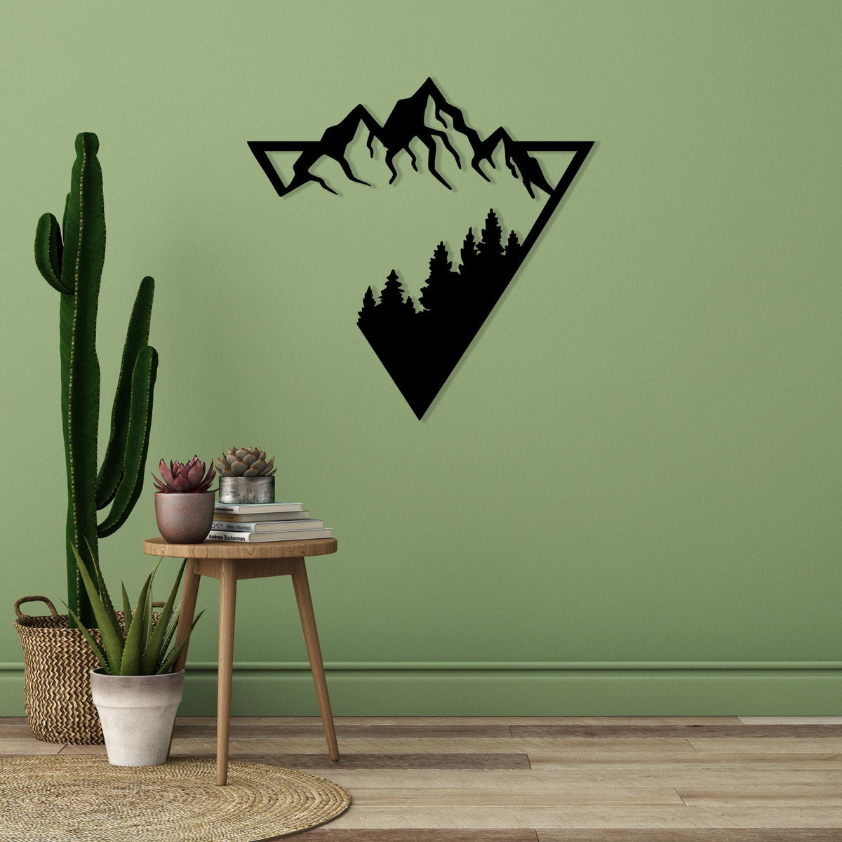 Mountain Forest Metal Wall Art in a modern hallway
