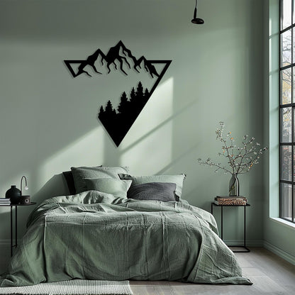 Mountain Forest Metal Wall Art hanging hardware and mounting detail