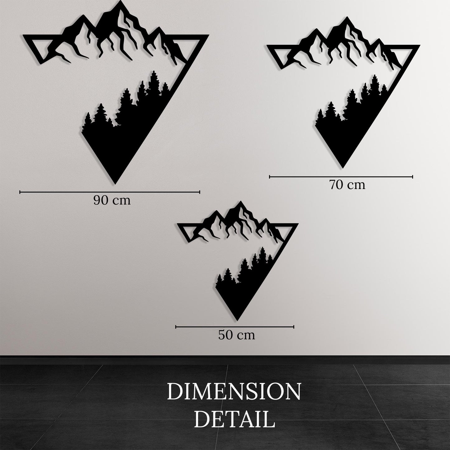 Mountain Forest Metal Wall Art, Geometric Cabin Decor