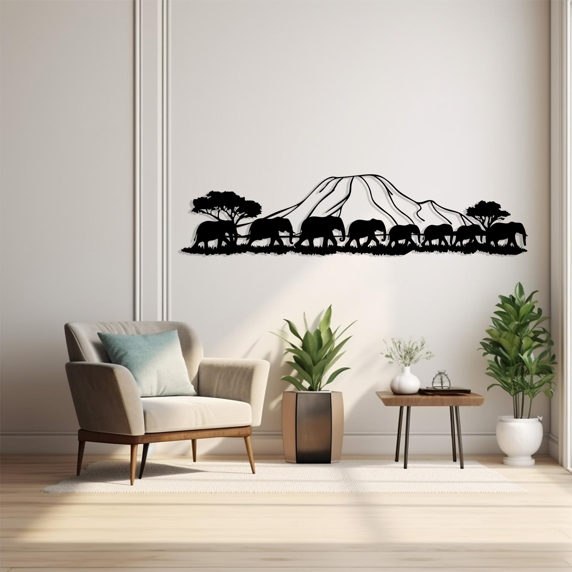 Kilimanjaro Elephant Metal Wall Art detail of the metal edge